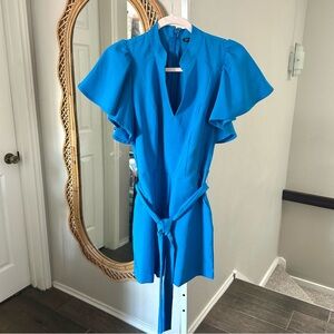 New York and Company / Blue Ruffled-Sleeve Romper